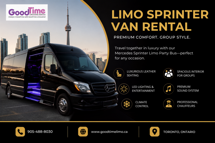 Comfortable Limo Sprinter Van Rental for Special Events