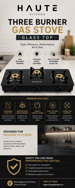 Three Burner Gas Stove Glass Top by Haute Kitchen