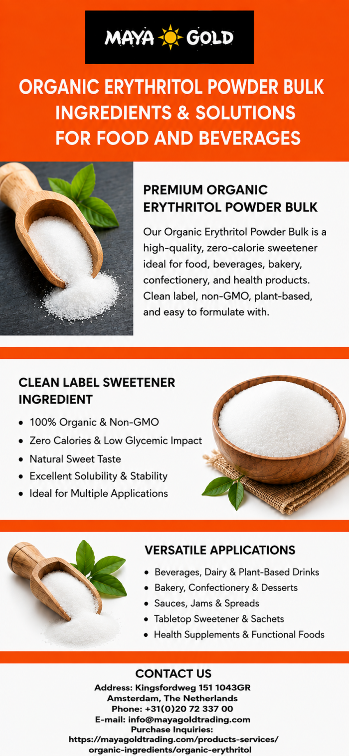 Organic Erythritol Powder Bulk for Premium Food Manufacturing | Maya Gold Trading