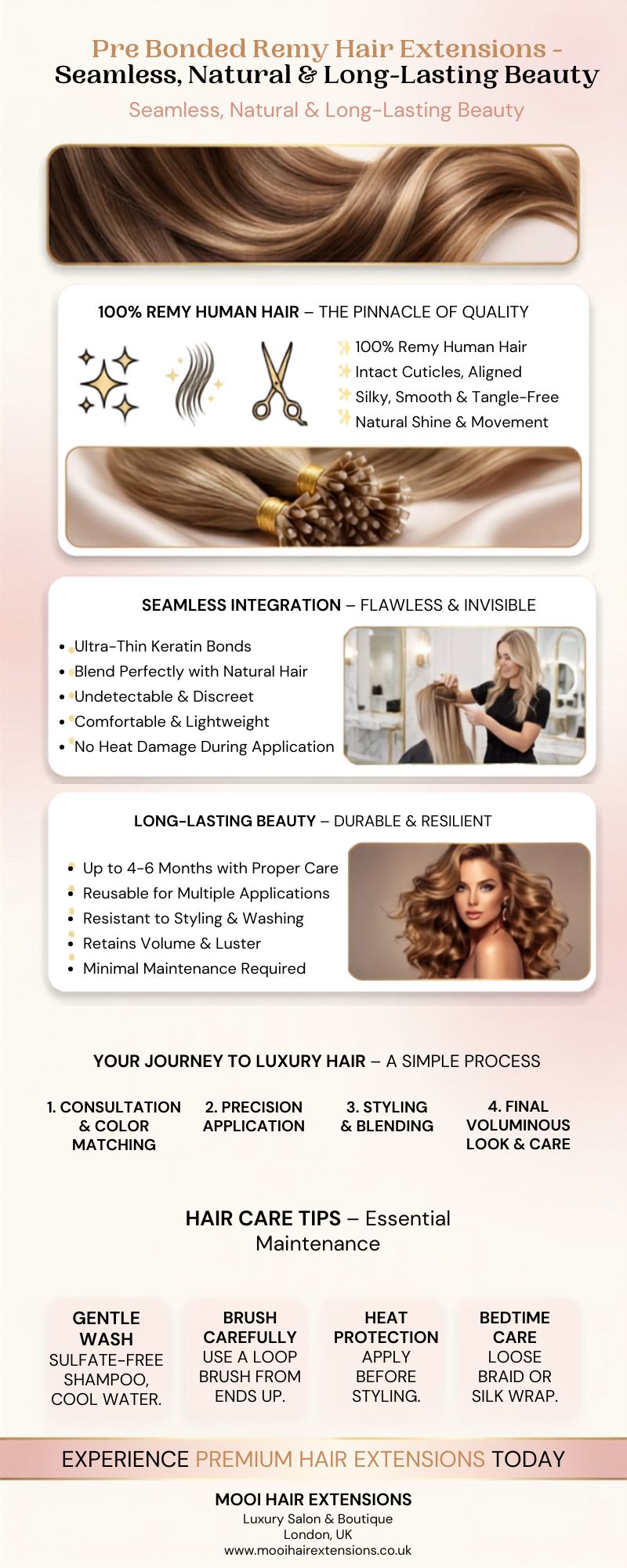 Pre Bonded Remy Hair Extensions for Natural Length and Volume
