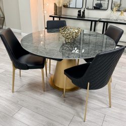 Black Marble Effect Extending Dining Table Set | 4 Seater