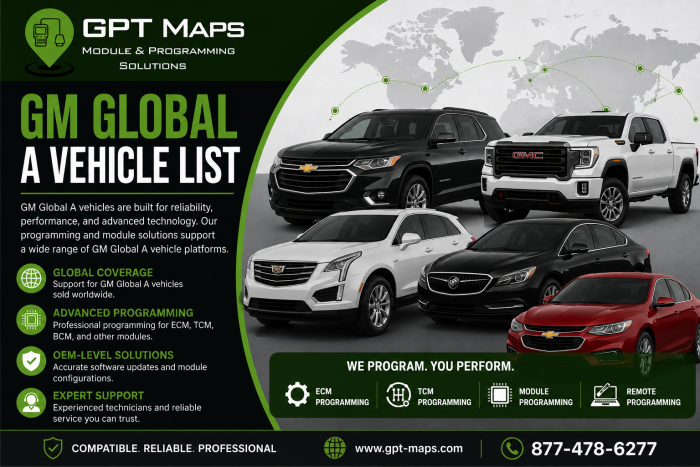 Complete GM Global A Vehicle List for Module Programming