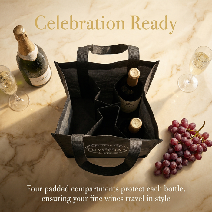 Custom Non Woven 4 Bottle Wine Bottle Bag for Wine and Beverage Packaging
