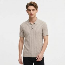 New solid color knitted casual fashion men’s polo shirt