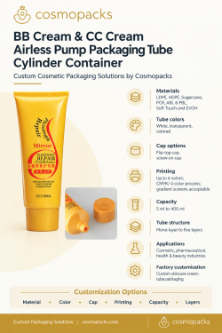 BB & CC Cream Airless Pump Tube Packaging Eco-Friendly Cosmetic Containers Cosmopacks