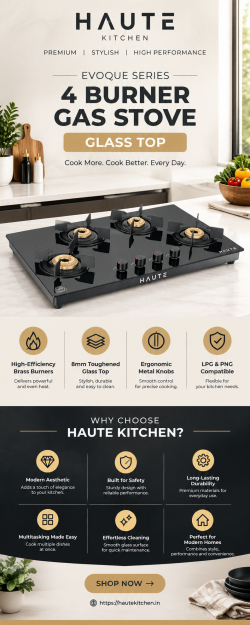 Stylish 4 Burner Gas Stove Glass Top for Modern Kitchens