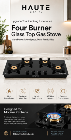 Four Burner Glass Top Gas Stove for Modern Kitchens