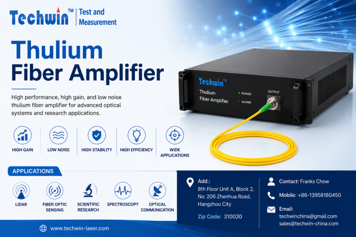 Thulium Fiber Amplifier for High-Performance Optical Applications