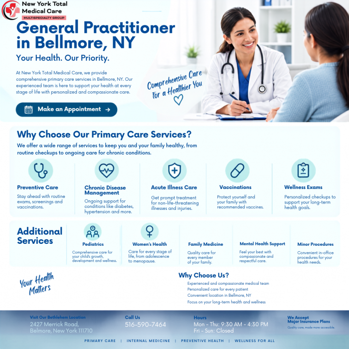Primary Care and Wellness Services in Bellmore, NY