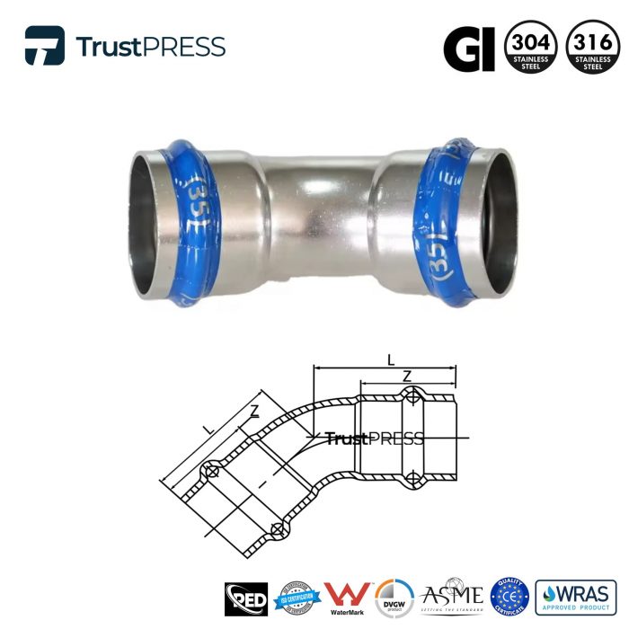 Stainless Steel V Profile 45° Elbow