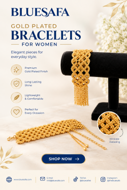 Gold Plated Bracelets for Women by Blue Safa Boutique