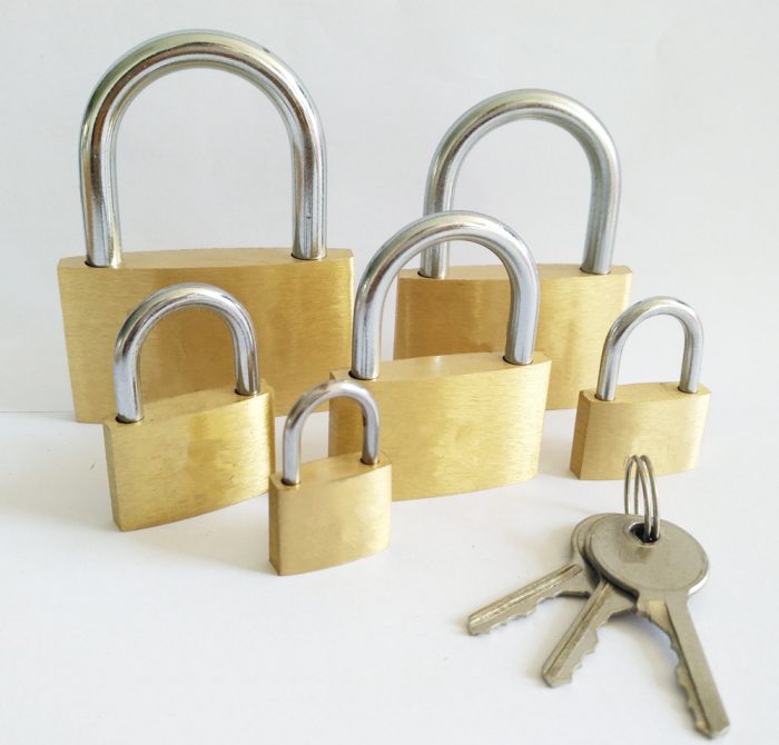 20-60mm Solid Brass Polished Rectangular Keyed Padlock