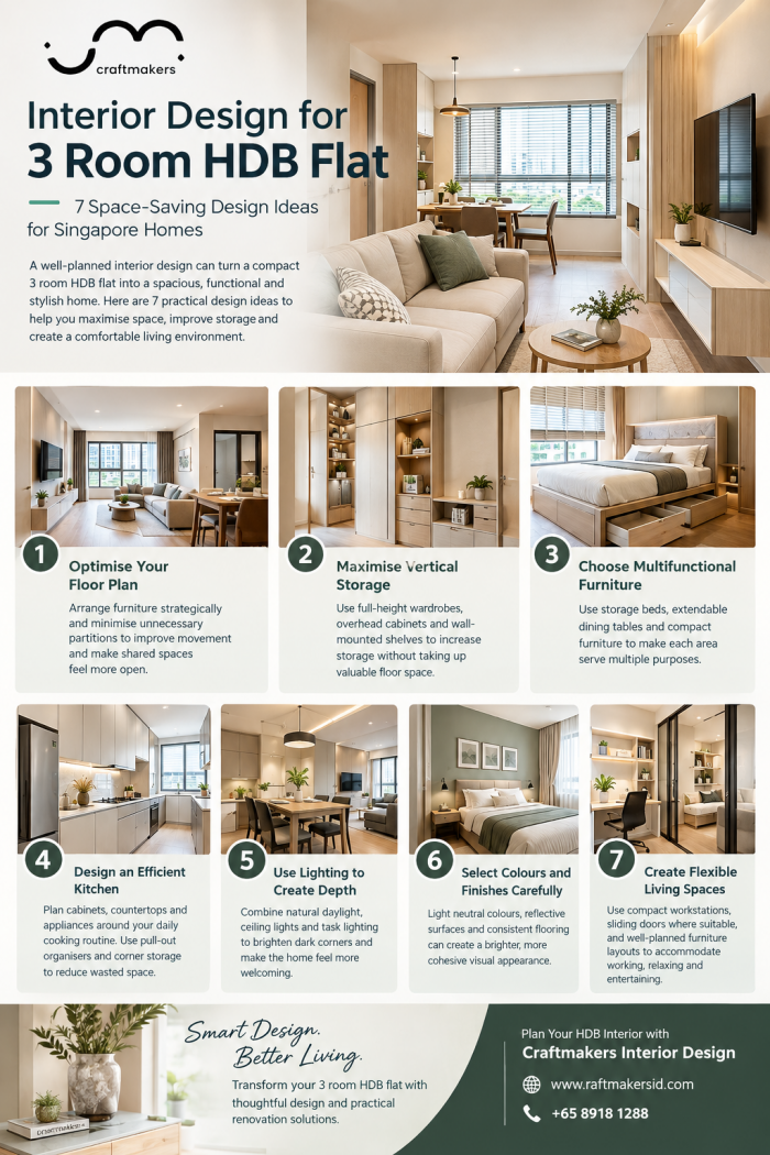 Interior Design for 3 Room HDB Flat: 7 Space-Saving Ideas