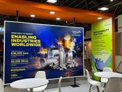 Evening View, Booth Fully Lit | BuilderDeck Expo