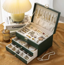 3-layer Leather Rectangular Jewelry Storage Box