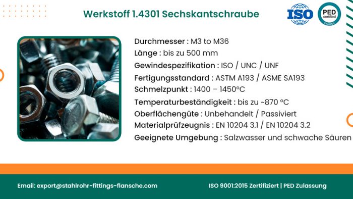 Werkstoff 1.4301 Sechskantschraube